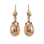 VICTORIAN GOLD DROP EARRINGS SET WITH SEED PEARLS