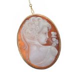 9CT GOLD MOUNTED CAMEO BROOCH