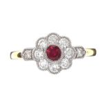 18CT GOLD RUBY AND DIAMOND RING