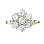 18CT GOLD CLUSTER RING SET WITH CUBIC ZIRCONIA