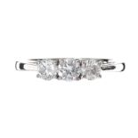 18CT WHITE GOLD THREE STONE DIAMOND RING