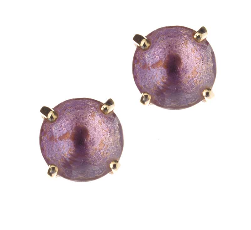 9CT GOLD STUD EARRINGS SET WITH AMETHYST