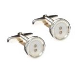 PAIR OF SILVER DIAMOND CUFFLINKS