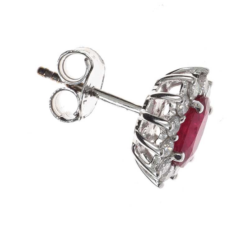 18CT WHITE GOLD RUBY AND DIAMOND EARRINGS - Image 3 of 3