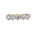 18CT GOLD FIVE STONE DIAMOND RING