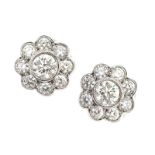 18CT WHITE GOLD DIAMOND CLUSTER EARRINGS