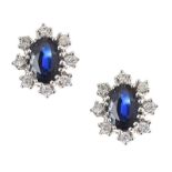 9CT GOLD SAPPHIRE AND DIAMOND CLUSTER EARRINGS