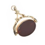 9CT GOLD HARDSTONE-SET SWIVEL FOB