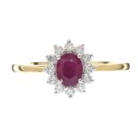 18CT WHITE GOLD RUBY AND DIAMOND RING