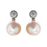 18CT WHITE GOLD DIAMOND AND AKOYA PEARL EARRINGS