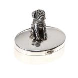STERLING SILVER PILL BOX WITH DOG DESIGN