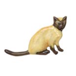 9CT GOLD SIAMESE CAT ENAMEL BROOCH