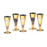 SET OF FIVE FLORAL SMALL GLASSES