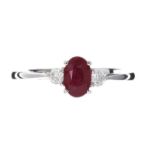 18CT WHITE GOLD RUBY AND DIAMOND RING