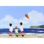 Michelle Carlin - BROTHERS ON BALLYCASTLE BEACH - Oil on Board - 12 x 16 inches - Signed