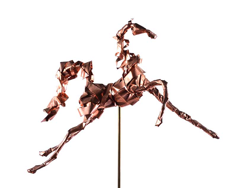 Irish School - PRANCING HORSE - Twisted Copper Sculpture - 17 x 15 inches - Unsigned - Image 2 of 4