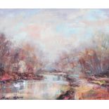 Nigel Allison - RIVER LAGAN EARLY MORNING - Oil on Board - 10 x 12 inches - Signed