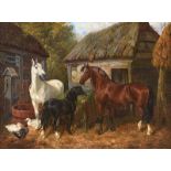 John Frederick Herring, JNR - THE FARMYARD - Oil on Canvas - 18 x 24 inches - Signed