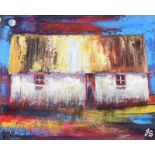 John Stewart - OLD IRISH COTTAGE - Oil on Canvas - 8 x 10 inches - Signed in Monogram