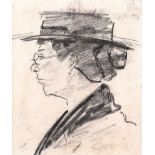 William Conor, RHA RUA - THE SPINSTER - Pencil on Paper - 4 x 3 inches - Unsigned