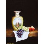 Quinton O'Hara - STILL LIFE, FRUIT & VASE - Oil on Canvas - 16 x 12 inches - Signed