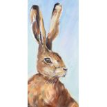 Eileen McKeown - IRISH BROWN HARE I - Acrylic on Canvas - 24 x 12 inches - Signed in Monogram