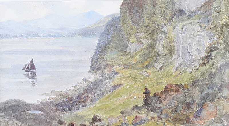 Joseph William Carey, RUA - THE RAMBLER - Watercolour Drawing - 5.5 x 9.5 inches - Signed