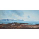 Denis Thornton - ATLANTIC DRIVE, DONEGAL - Oil on Board - 17 x 35 inches - Signed