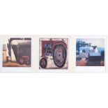 John McNulty - BARN WITH TRACTOR, RED TRACTOR & SMALL FARM - Set of Three Limited Edition Coloured