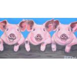 Josephine Guilfoyle - PIGGY PALS - Acrylic on Canvas - 20 x 35.5 inches - Signed