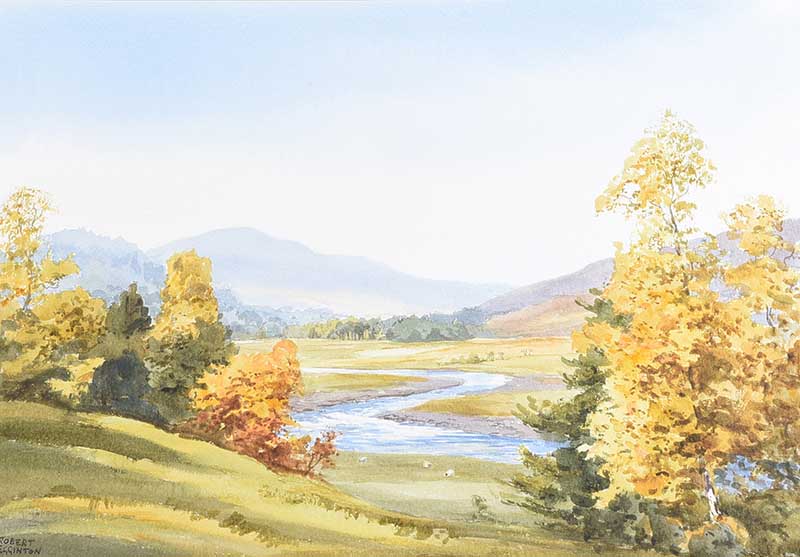 Robert Egginton - AUTUMN ON THE DEE - Watercolour Drawing - 14.5 x 21 inches - Signed