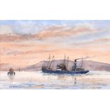 William A. Hume - SS COMBER, KELLY'S COAL BOAT - Watercolour Drawing - 10 x 15 inches - Signed