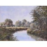 David Overend - RIVER LAGAN NEAR DONACLONEY - Oil on Canvas - 12 x 16 inches - Signed