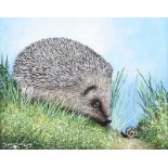 Andy Saunders - HEDGEHOG - Oil on Board - 8 x 10 inches - Signed