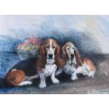 Hilary Bryson - TWO BASSETT HOUNDS - Pastel on Paper - 14 x 19 inches - Signed