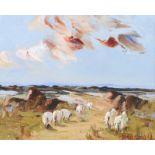 Thelma Mansfield - SHEEP ON THE PATH BY THE SEA - Oil on Board - 8 x 10 inches - Signed