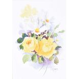 Joseph Hynes - STILL LIFE, YELLOW ROSES - Watercolour Drawing - 7 x 5 inches - Signed