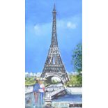 Sean Lorinyenko - THE EIFFEL TOWER, PARIS - Watercolour Drawing - 15.5 x 8 inches - Signed
