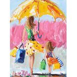 Lorna Millar - SHOPPING WITH MUM - Oil on Board - 16 x 12 inches - Signed