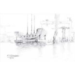 Colin H. Davidson - LOWERING THE SECTION - Pencil on Paper - 5 x 8 inches - Signed