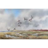 Robert W. Milliken - MALLARDS COMING IN FROM THE SHORE - Watercolour Drawing - 20 x 30 inches -