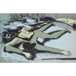 William Scott, RA - FALLEN SOLDIER - Coloured Lithograph - 5 x 8 inches - Unsigned