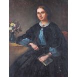James Butler Brenan, ARHA - PORTRAIT OF A SEATED VICTORIAN LADY - Oil on Canvas - 20 x 16 inches -