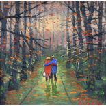 James Downie - A WALK IN THE PARK - Oil on Canvas - 12 x 12 inches - Signed