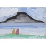 Markey Robinson - LOOKING ACROSS TO ACHILL - Gouache on Board - 6 x 8 inches - Signed