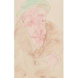 Daniel O'Neill - THE GREEN CAP - Pen & Ink Drawing with Watercolour Wash - 6 x 4 inches - Signed