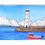 Patrick Robinson - DONAGHADEE LIGHTHOUSE, COUNTY DOWN - Oil on Canvas - 16 x 20 inches - Signed