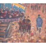 Ken Moroney - AT THE FAIRGROUND - Oil on Board - 9 x 10 inches - Signed