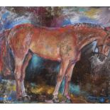 Jackie Crooks - STUDY OF A HORSE - Mixed Media on Metal - 15 x 17 inches - Unsigned