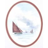 David Long - GALWAY HOOKERS - Pair of Watercolour Drawings - 9 x 7 inches - Signed
